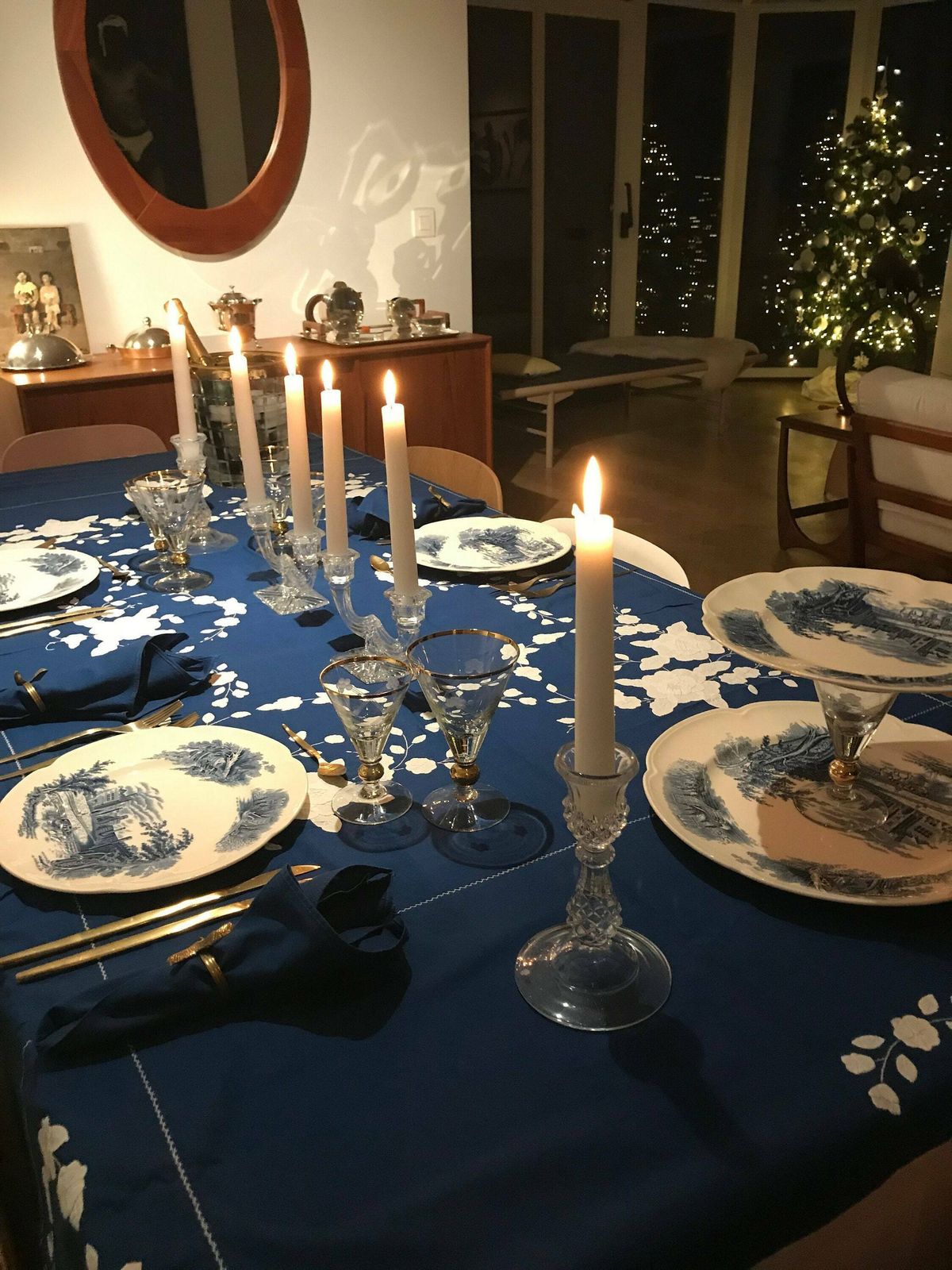photo for sale Haddon Hall Blue By Johnson Brothers Large Serving Plate Discontinued China, Replacement Dinnerware White And Blue Transferware Vintage