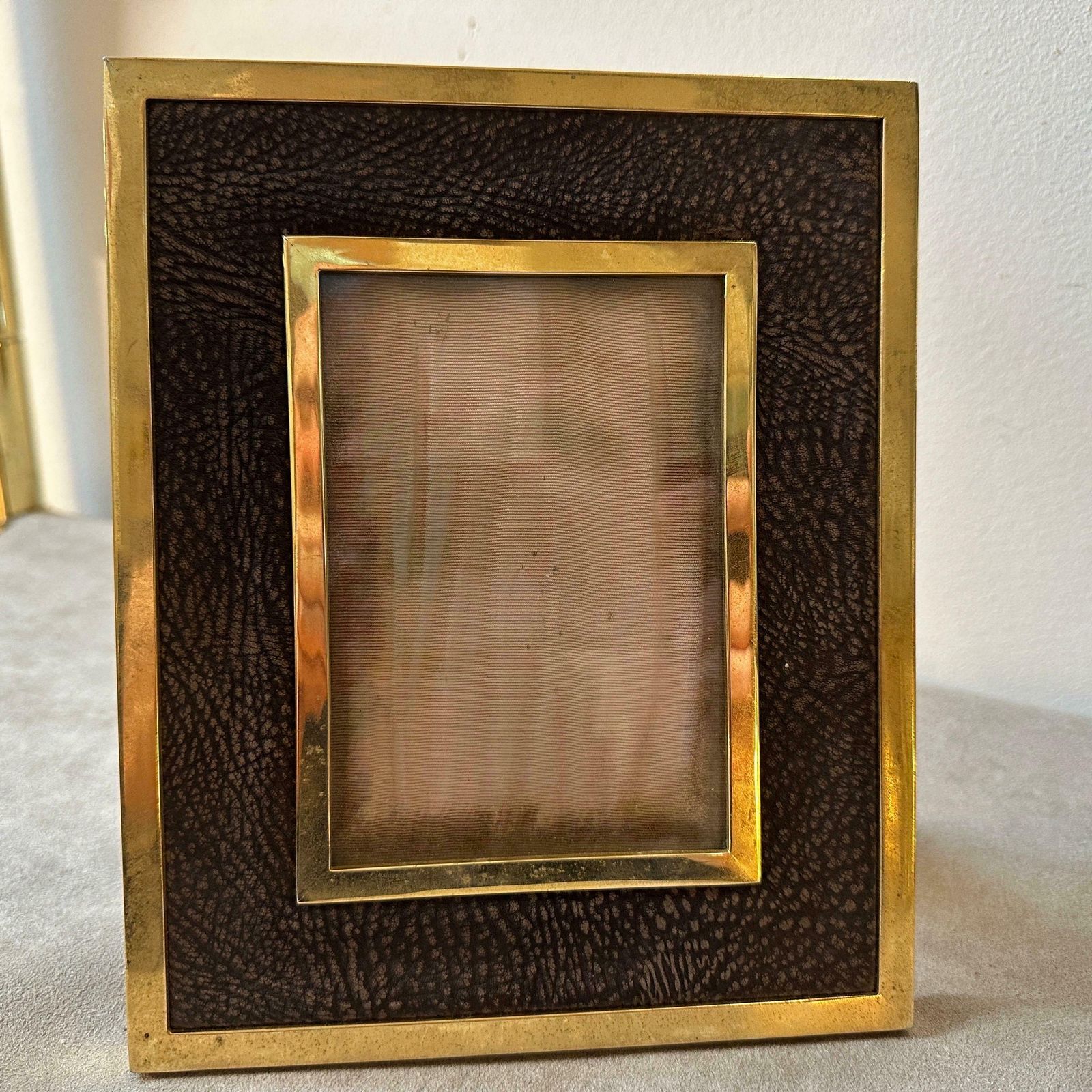 A 1970s High Quality Mid Century Modern Brass And Skin Italian Picture Frame photo vintage