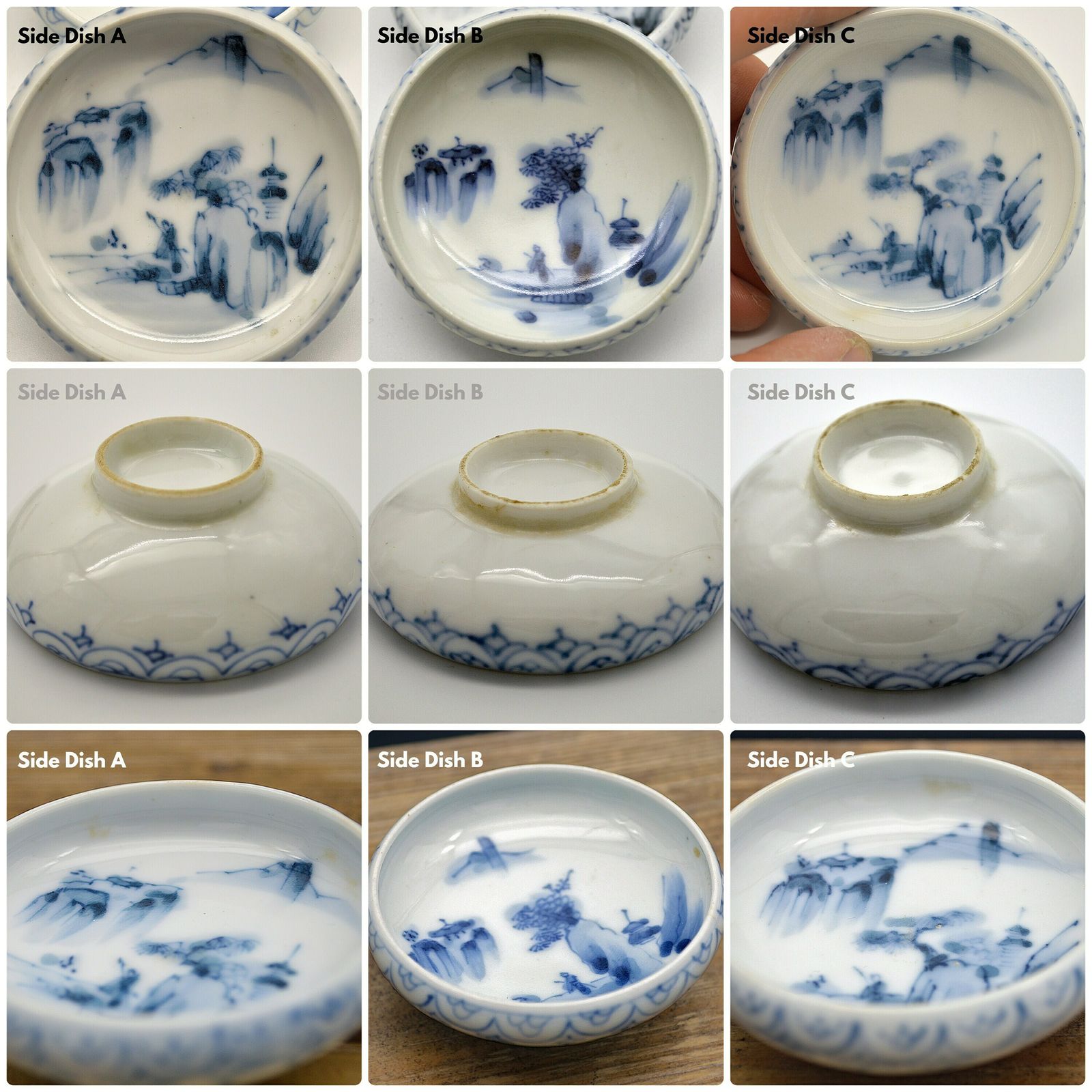 4 Pieces, Japanese Pottery | Antique Imari Bowl | Blue And White China photo vintage