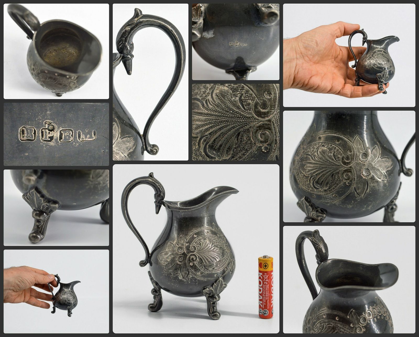 19th Century Antique English Metalware | Epbm Creamer Jug | Victorian Pewter Jug | Antique Decor | Witchy Decor photo buy