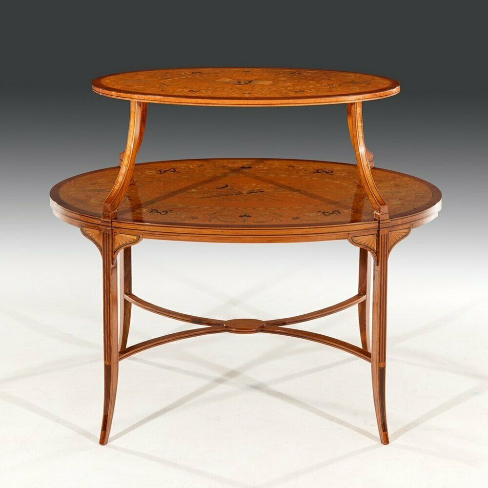 Mahogany And Marquetry Inlaid Two Tier étagère photo Furniture