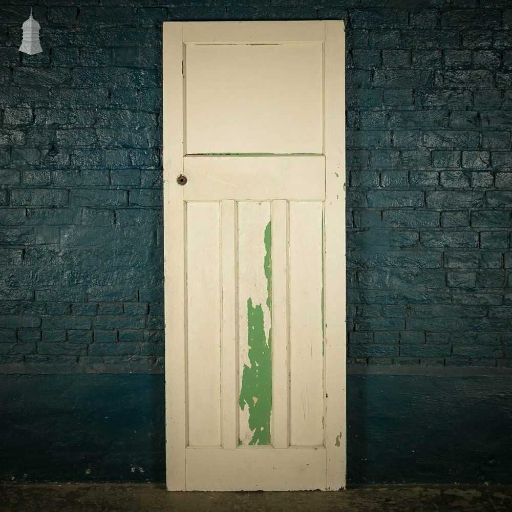 1930’s Style Door, White Painted, 1 Over 3 Panelled Door