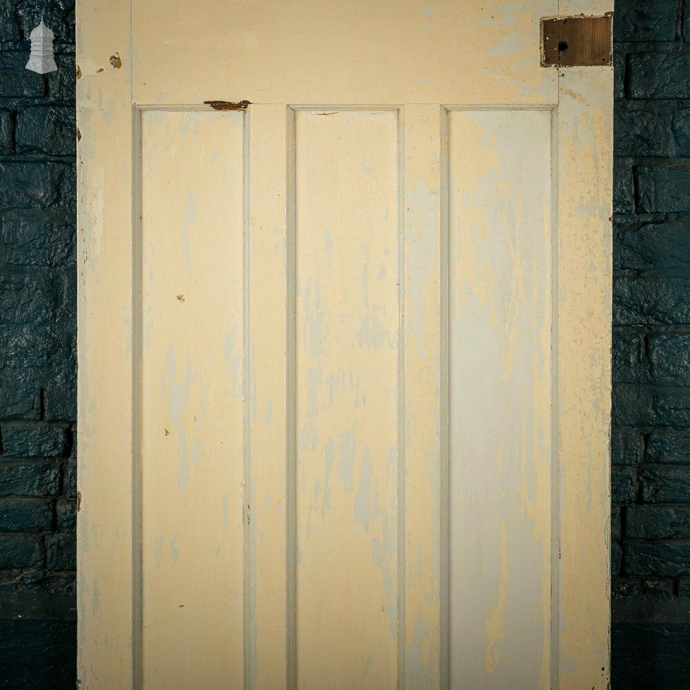 Pine Panelled Door, Moulded 4 Panel White Painted Door photo for sale
