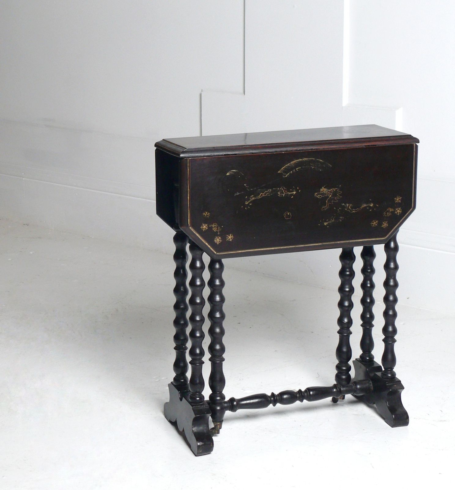 Ebonised Chinoiserie Bobbin Turned Side Table