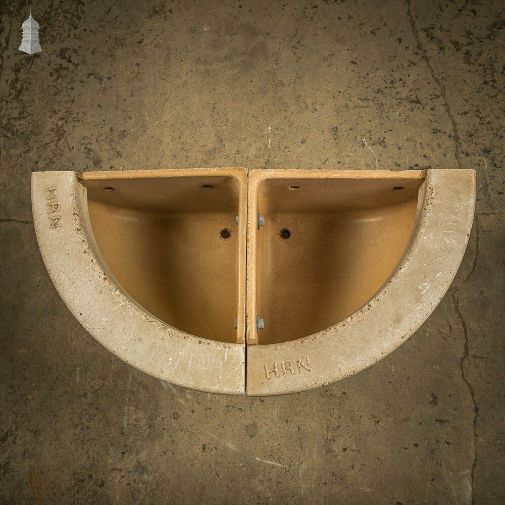 Concrete Corner Mangers, Pair Of Trough Feeders Reclaimed From St Johns Barracks, London. Joined Together To Create A Semi Circle Planter photo buy