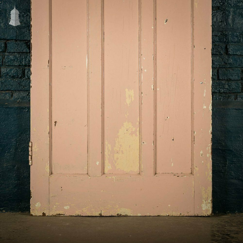 Pine Panelled Door, 1 Over 3 Panel Pink Painted 1930’s Style Door photo Home Fixtures