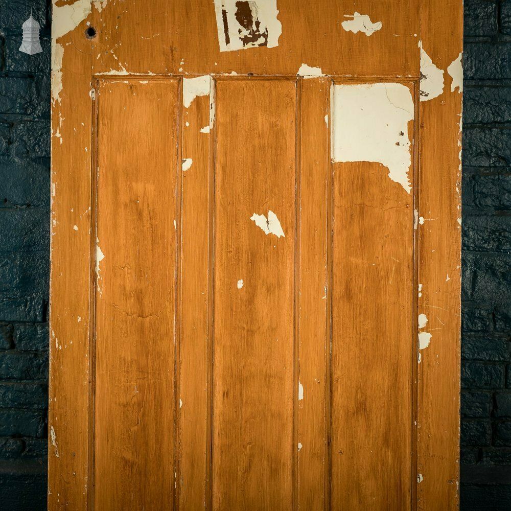 Pine Panelled Door, 1 Over 3 Panel Pink Painted 1930’s Style Door photo vinterior