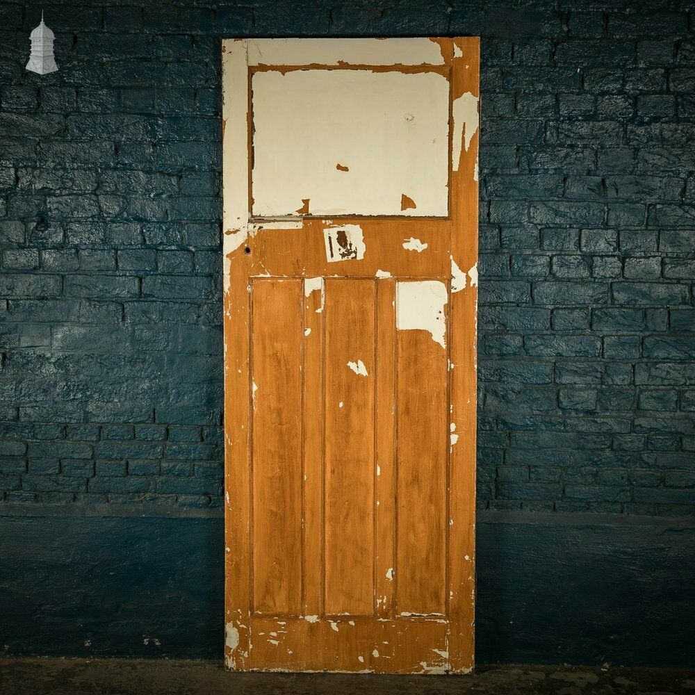 photo buy Pine Panelled Door, 1 Over 3 Panel Pink Painted 1930’s Style Door