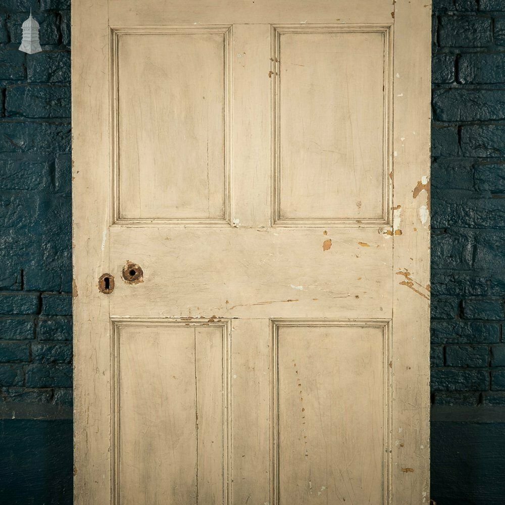 210.0 Pine Panelled Door, Moulded 6 Panel With Distressed Paint Finish photo