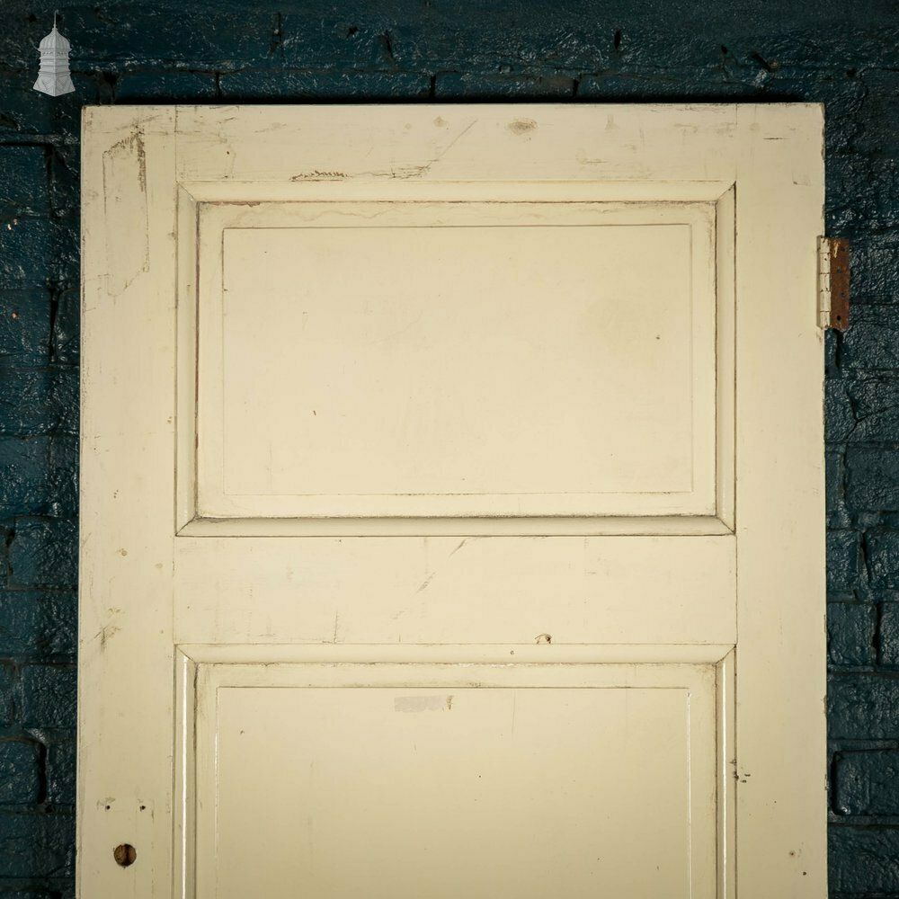 Pine Panelled Door, 3 Panel White Painted With Meeting Rail photo for sale