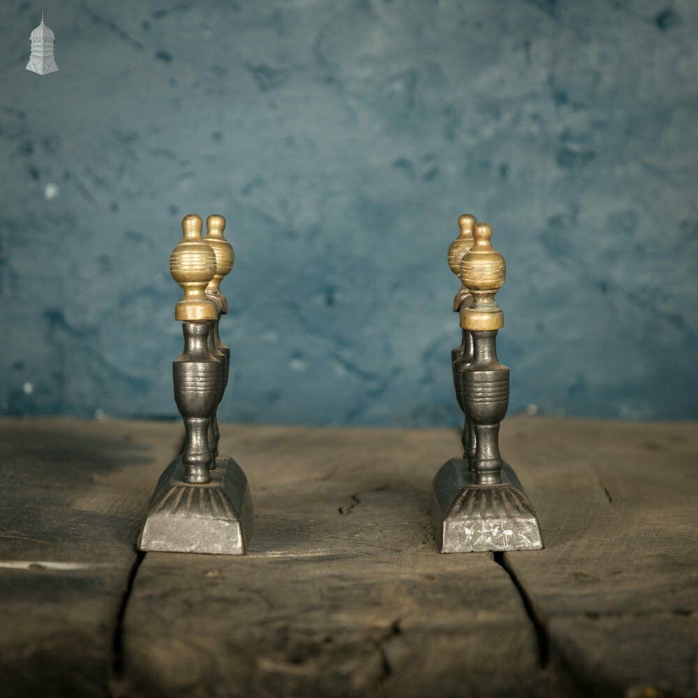 Companion Set Rests, Pair Of Cast Iron And Brass photo vinterior