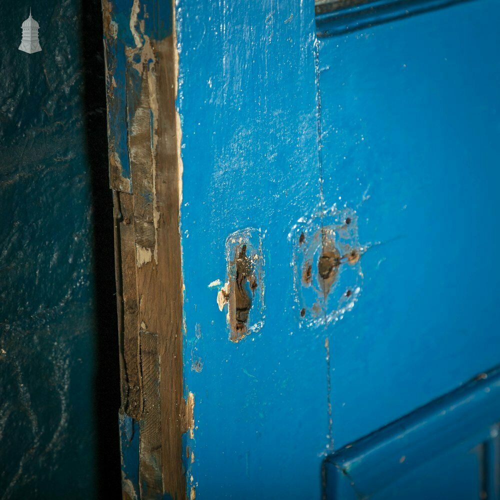 Half Glazed Door, Blue Painted Pine Fitted With ‘Arctic’ Style Textured Glass photo 210.0