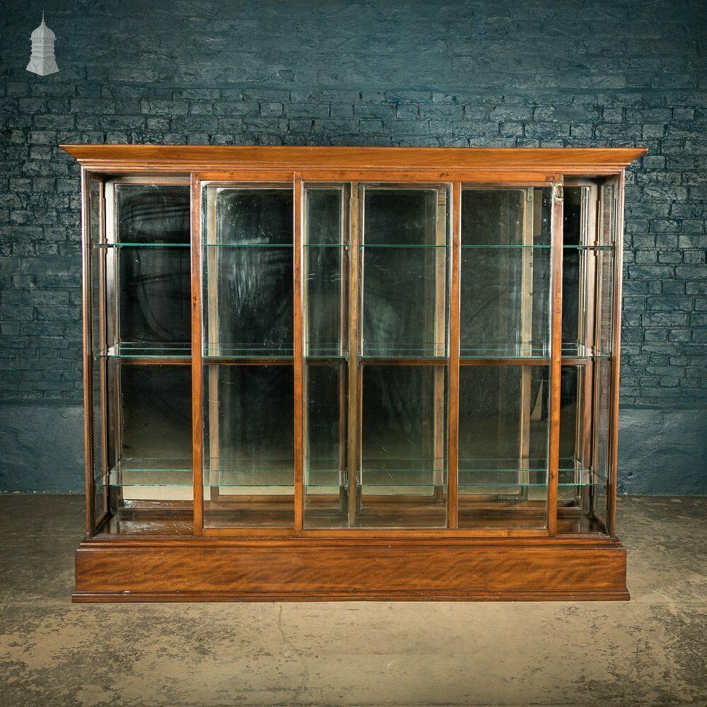 Museum Display Cabinet, 19th C Mahogany With Sliding Door And Mirrored Back photo Furniture