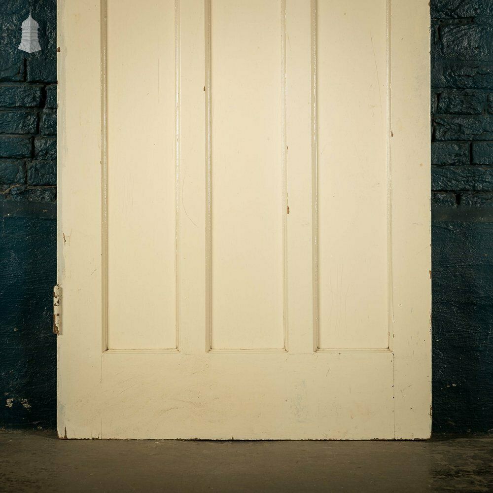Pine Panelled Door, Green Painted, 1 Over 3 Panel 1930’s Style Door photo for sale