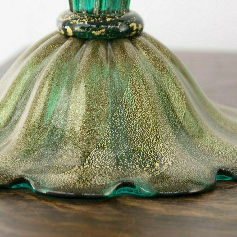 photo for sale Italian Blown Glass Table Lamps With Gold Leaf Decorations, 1980s, Set Of 2
