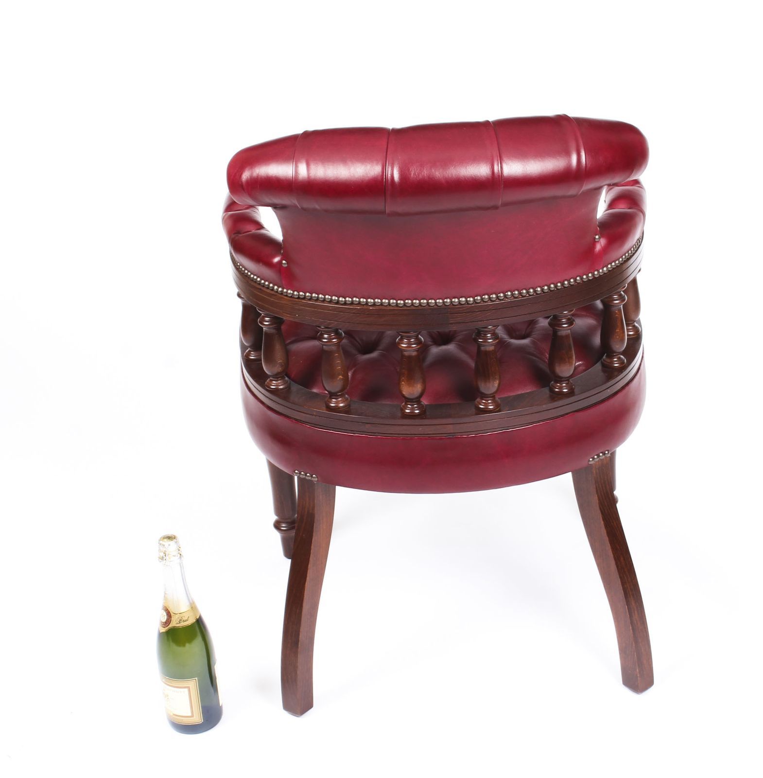 photo furniture Bespoke English Hand Made Leather Captains Desk Chair Burgundy