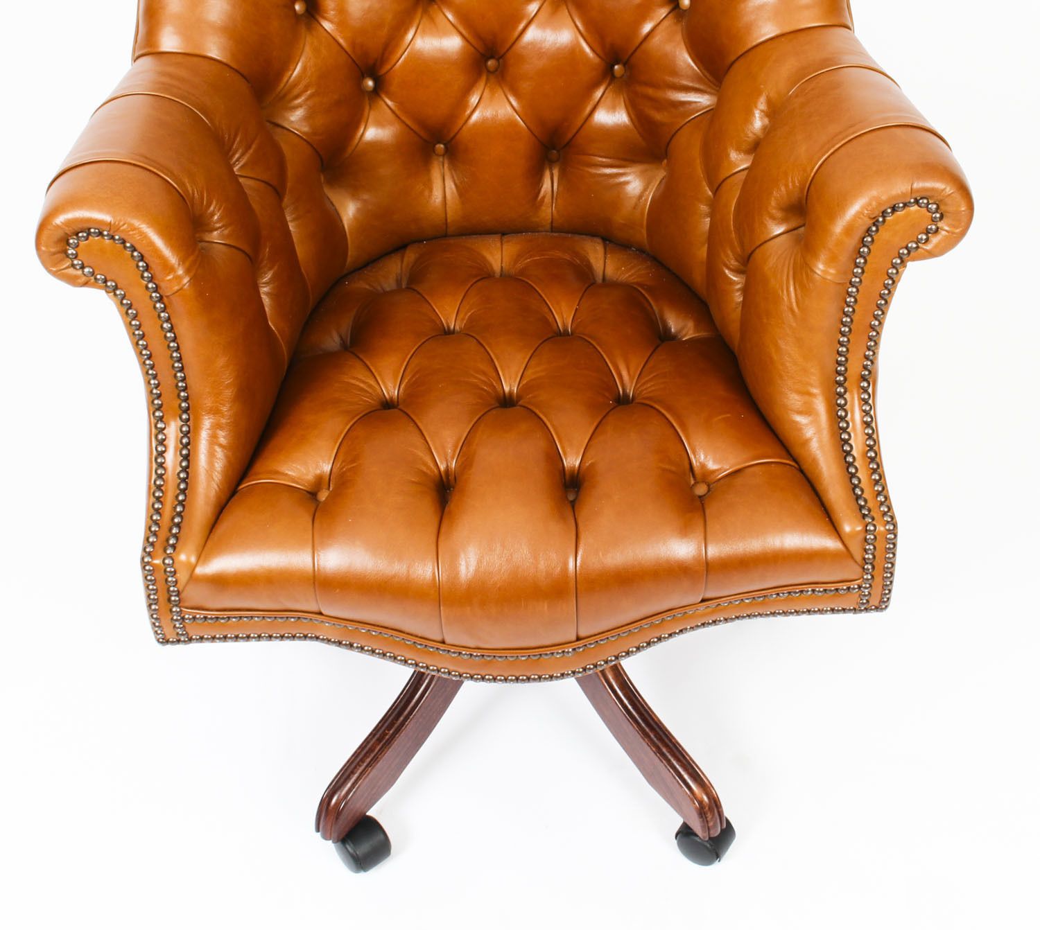 Bespoke English Hand Made Leather Directors Desk Chair Bruciato photo vinterior