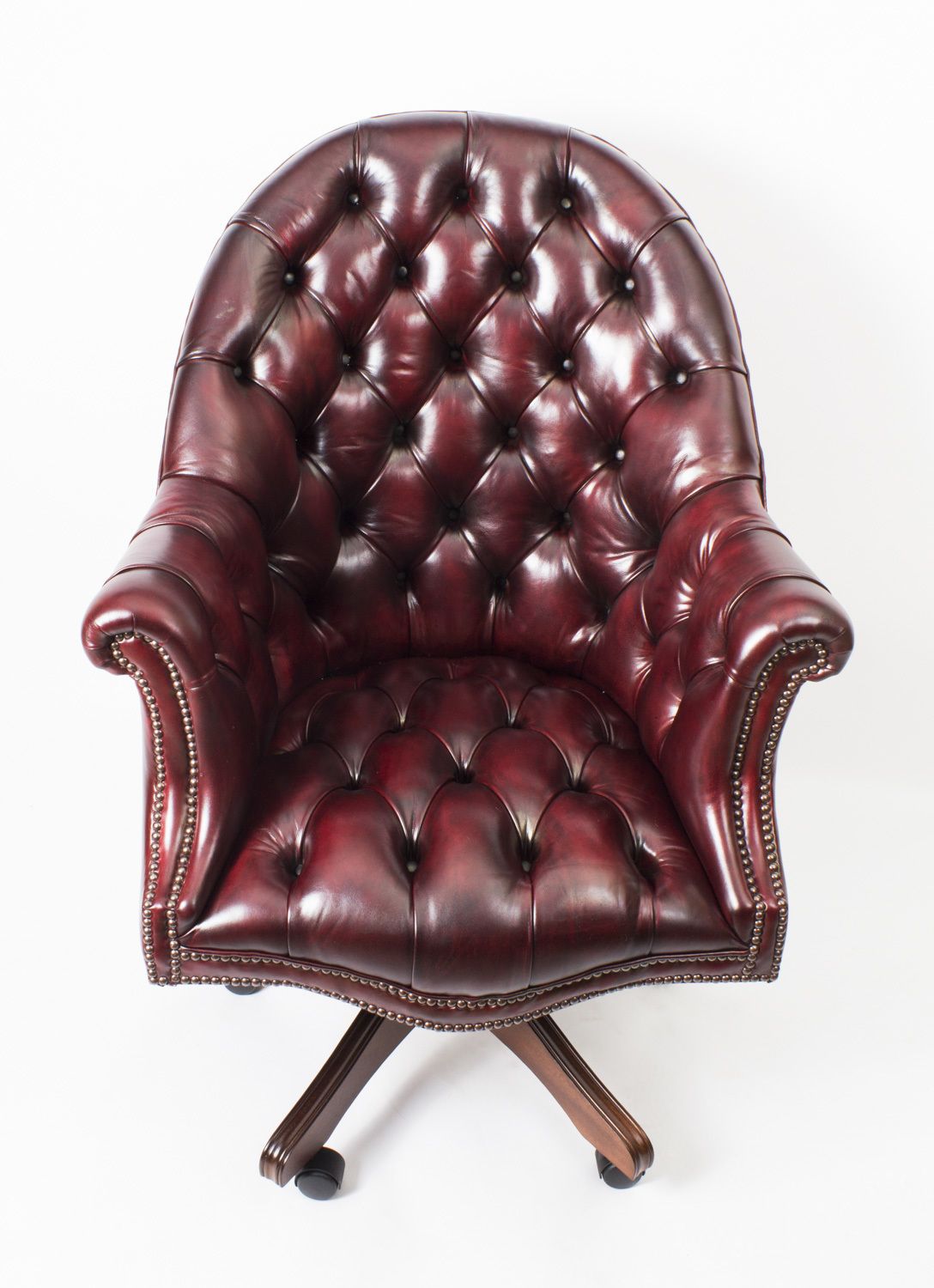 Bespoke English Hand Made Leather Directors Desk Chair Ox Blood photo furniture