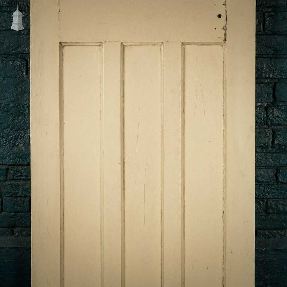 photo for sale Half Glazed Door, 4 Panel Pine 1930’s Style Fitted With Leaded Cross Reeded Glass