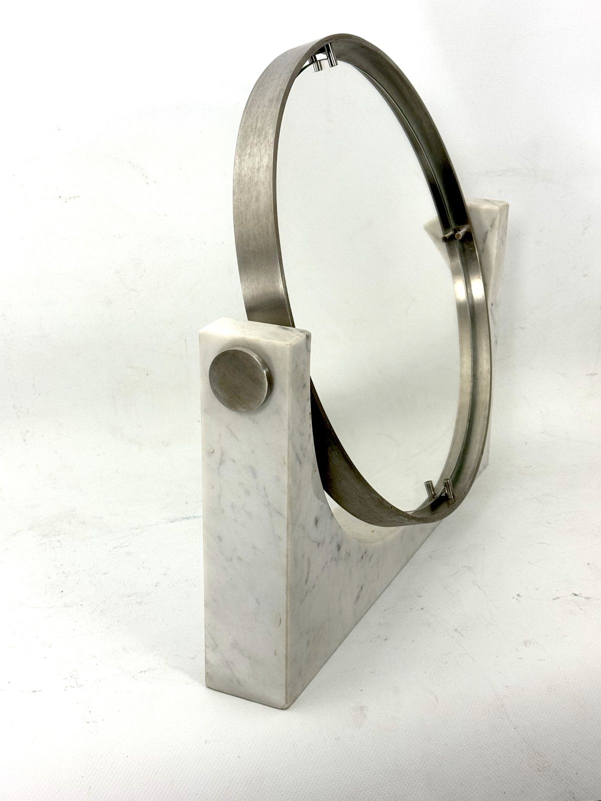 Home Decor Angelo Mangiarotti, Mid Century Vanity Mirror In Carrara Marble. Italy 1960s photo