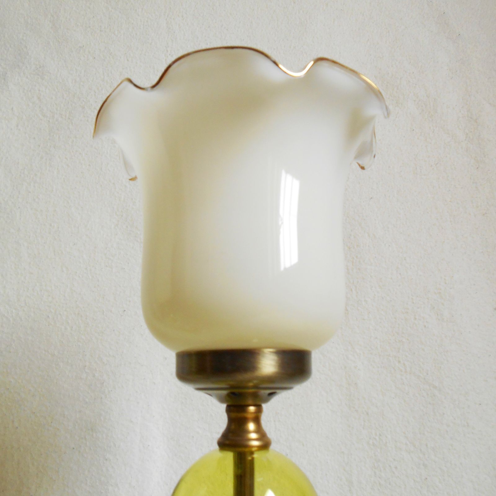 photo for sale A Pair Of Vintage Marble And Glass Table Lamps With Striking Neon Yellow Flex