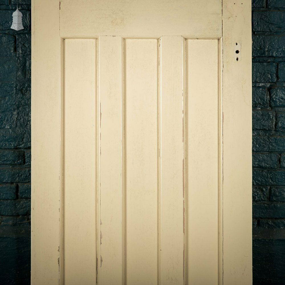 Pine Panelled Door, White Painted, 1 Over 3 Panel 1930’s Style Door photo for sale