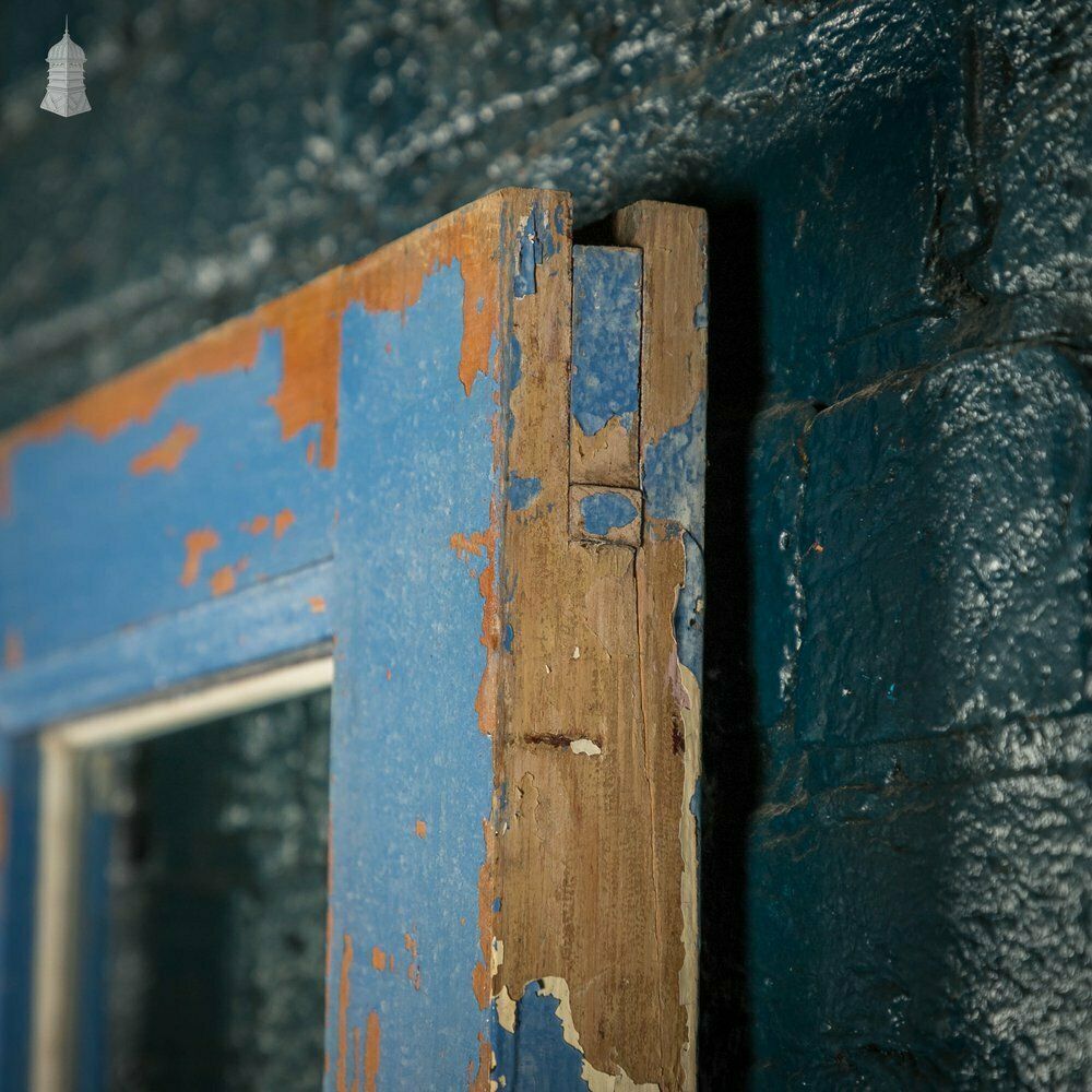 photo vintage Half Glazed Door, Pine With Blue Painted Finish