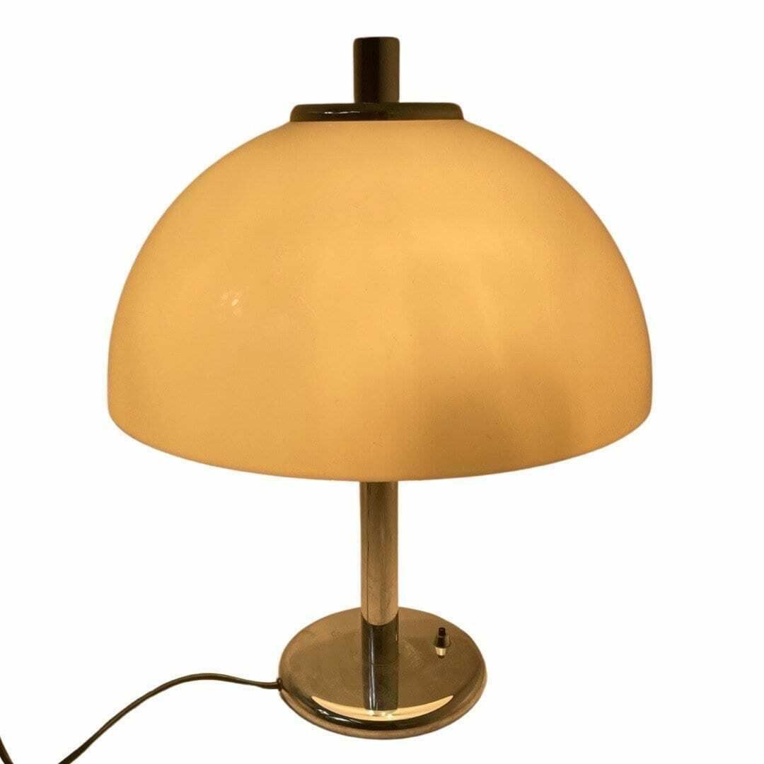 Egon Hillebrand   Table Lamp   Space Age   Mushroom Lamp   White Acrylic Shade And Chromed Base photo for sale