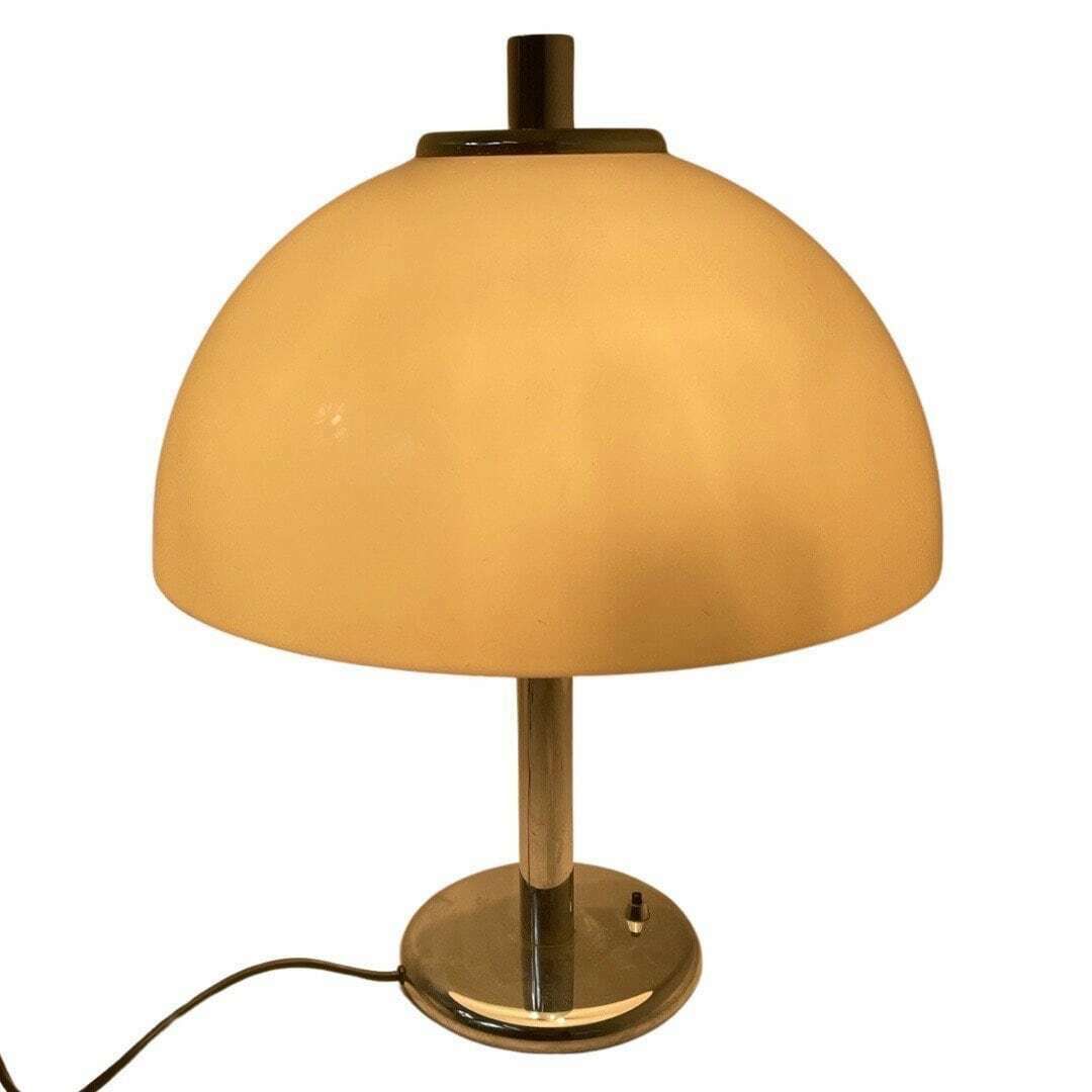 Egon Hillebrand   Table Lamp   Space Age   Mushroom Lamp   White Acrylic Shade And Chromed Base photo Lighting