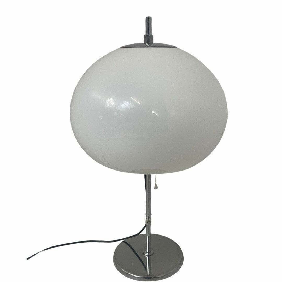 Gepo   Table Lamp   Space Age   Mushroom Lamp   White Acrylic Shade And Chromed Base photo vinterior