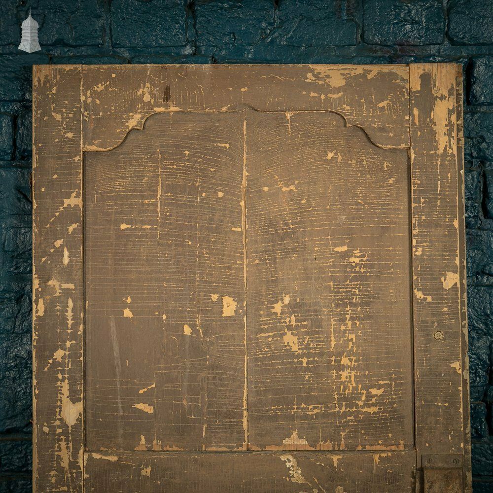 photo furniture French Cupboard Door, 18th C Moulded 2 Panel Pine Door With Distressed Painted Finish