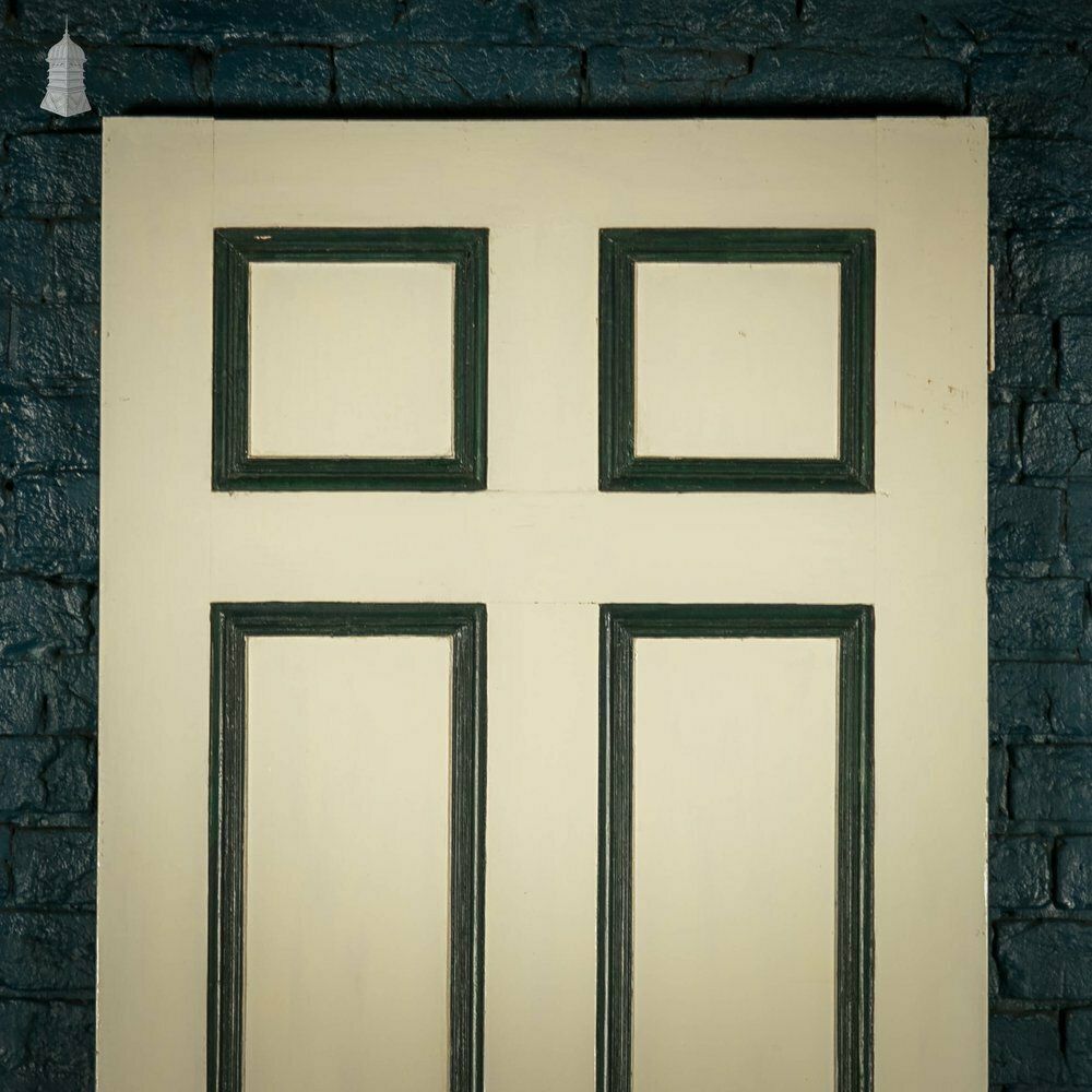Pine Panelled Door, Moulded 6 Panel, White And Black Painted Finish photo furniture