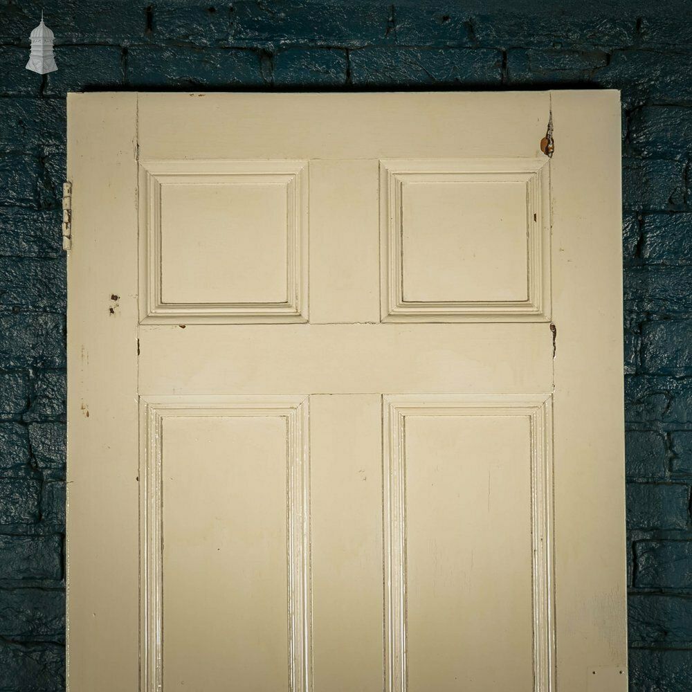 Pine Panelled Door, Moulded 6 Panel, White And Black Painted Finish photo vinterior