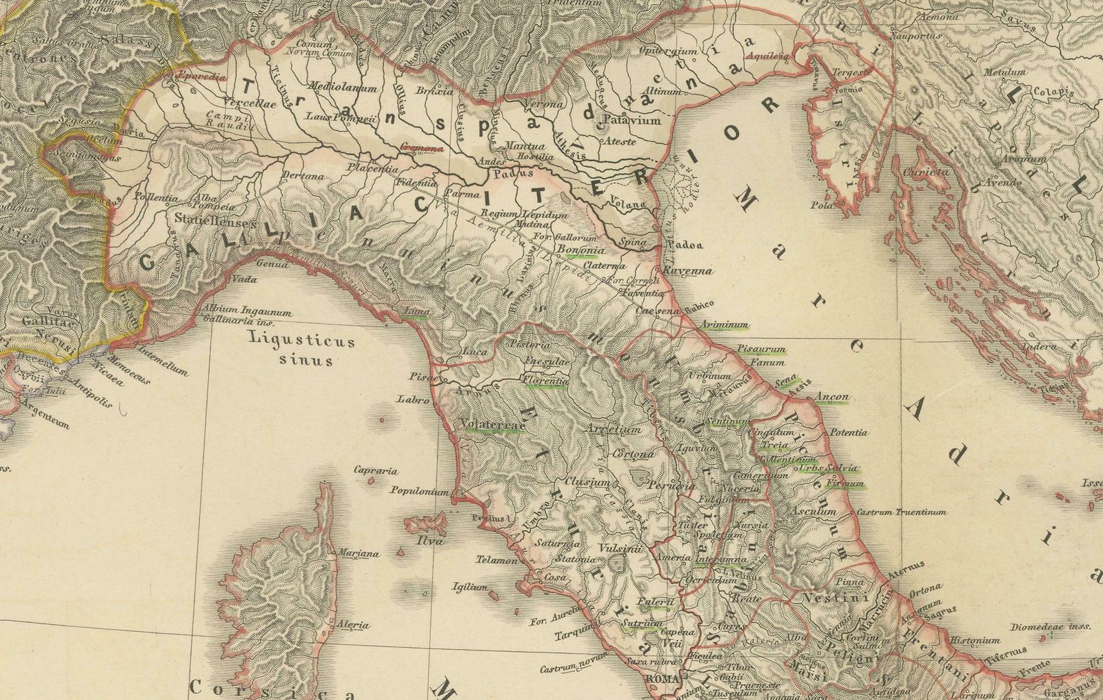 Map Of The Italian Peninsula With The Islands Of Sicily, Sardinia, Corsica, 1880 photo for sale