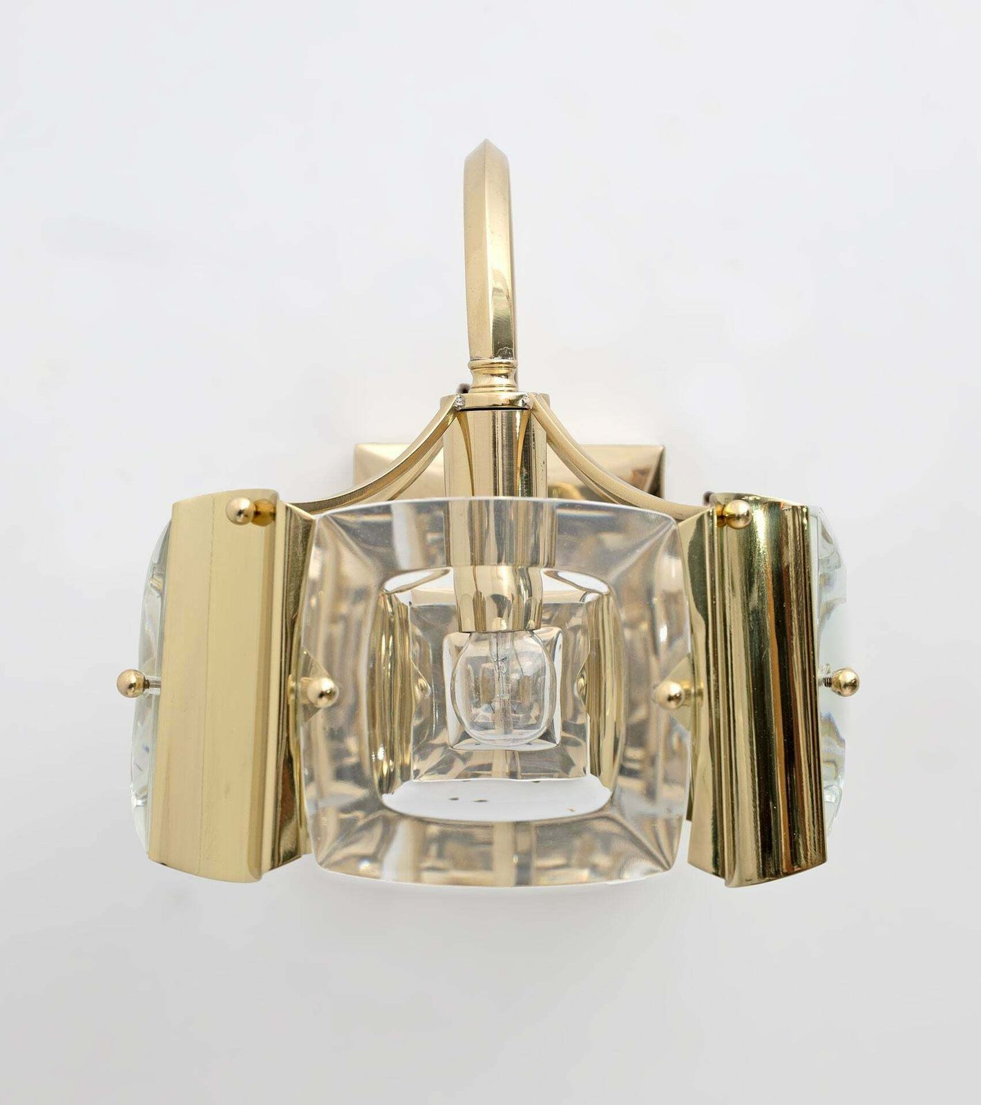 Oscar Torlasco Mid Century Modern Italian Glass And Brass Sconces By Stilkronen photo 1570.0