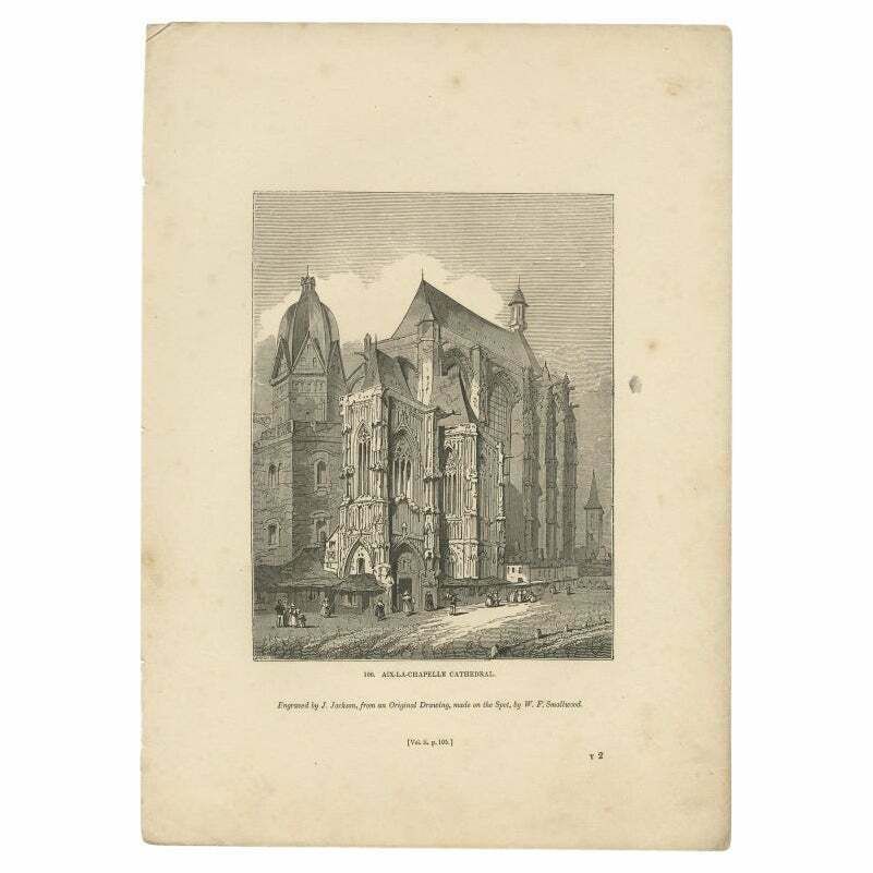 Antique Print Of Aachen Cathedral By Knight, 1835