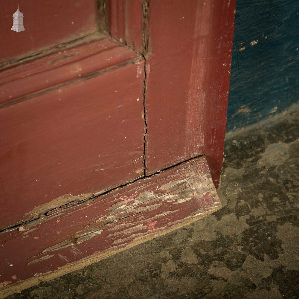 Home Fixtures Pine Panelled Door, Moulded 4 Panel Front Door, Red Painted Finish photo