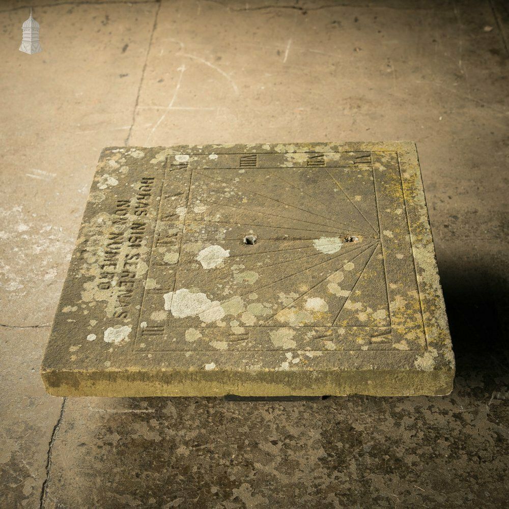 Vertical Sundial Base, 19th C Sandstone Wall Sun Dial – “I Do Not Count The Hours Unless They Are Clear”. photo buy