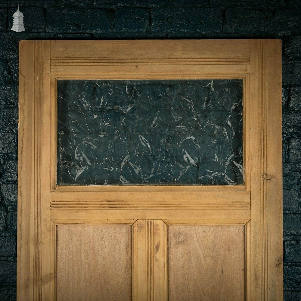 Home Fixtures Glazed Pine Door, 5 Panel 19th C With Textured ‘Autumn Leaf’ Style Glazing photo