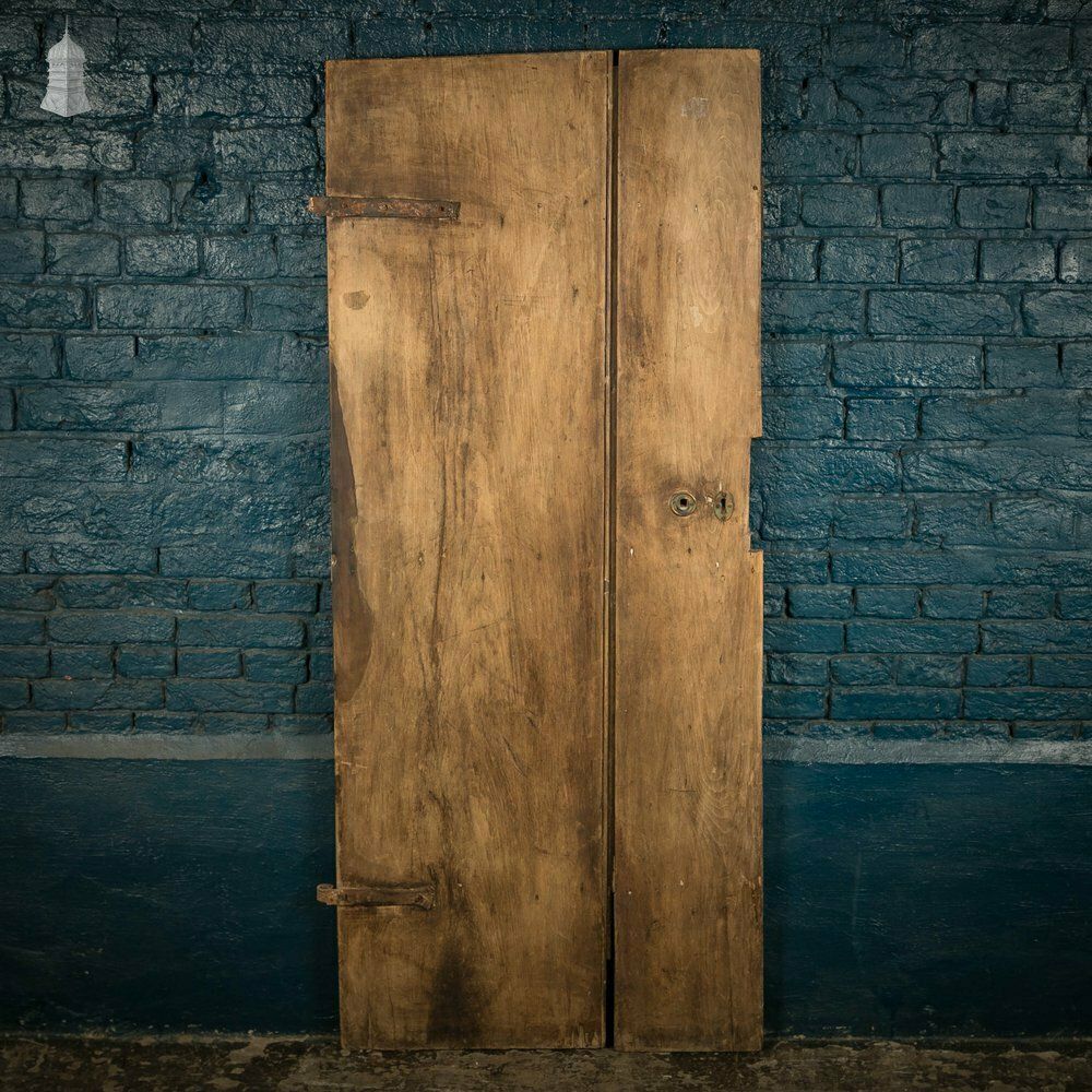 Plank And Ledge Door, 17th C Two Plank Pine Cottage Door