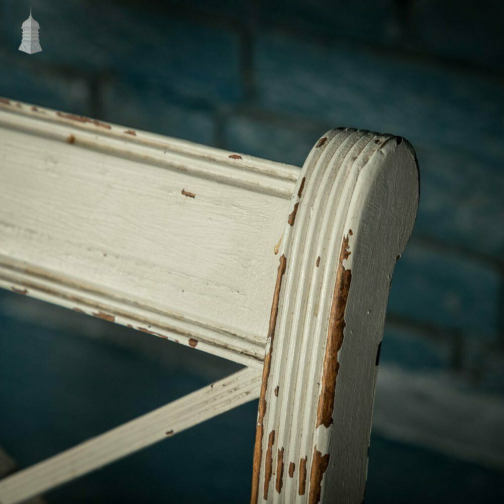 Mahogany Dining Chairs, Set Of 7 20th C Cross Back Chairs With Reeded Legs, Later Reupholstery And Distressed Paint Finish photo 810.0