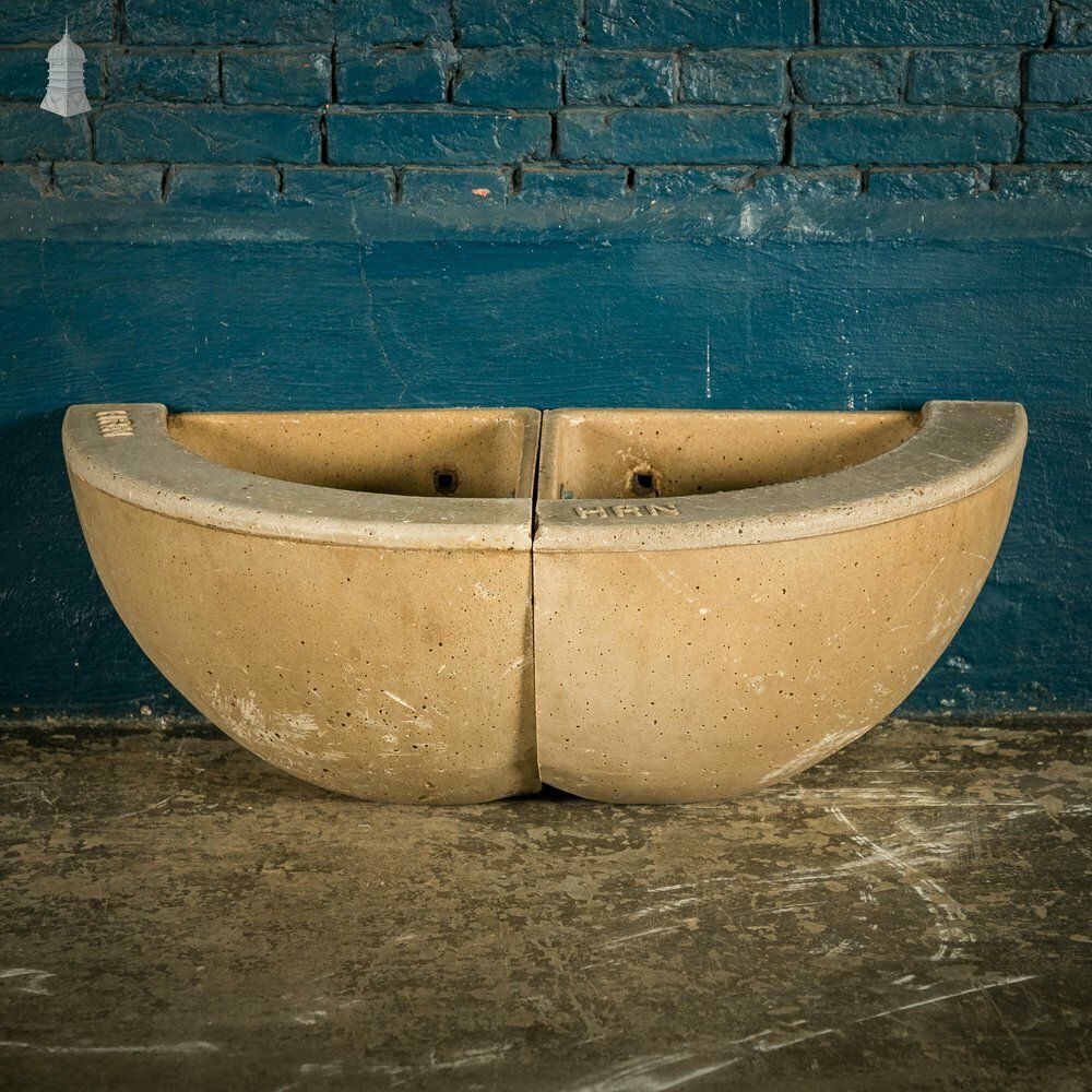 Concrete Corner Mangers, Pair Of Trough Feeders Reclaimed From St Johns Barracks, London. Joined Together To Create A Semi Circle Planter photo furniture