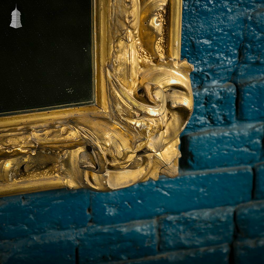 Gilt Framed Mirror, Early 19th C Venetian Carved Wood photo vintage
