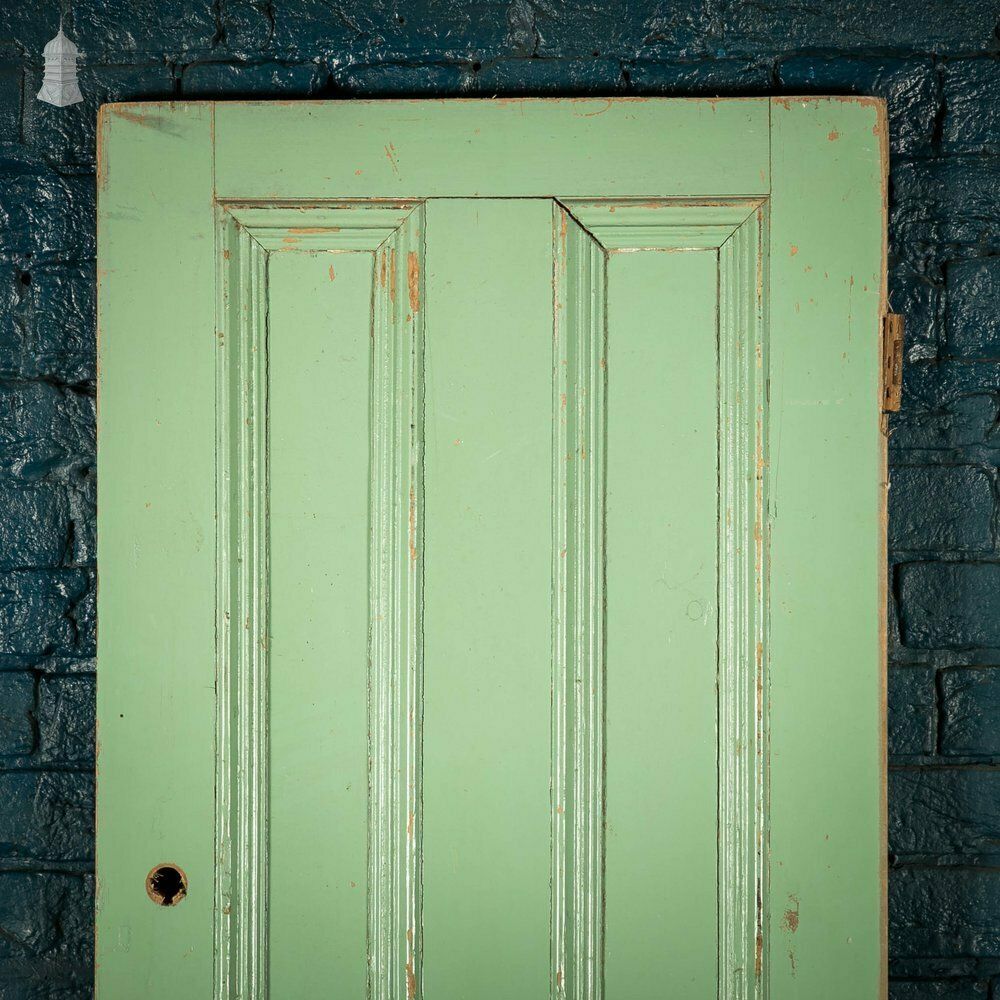 Pine Paneled Door, 4 Panel Green Painted photo furniture