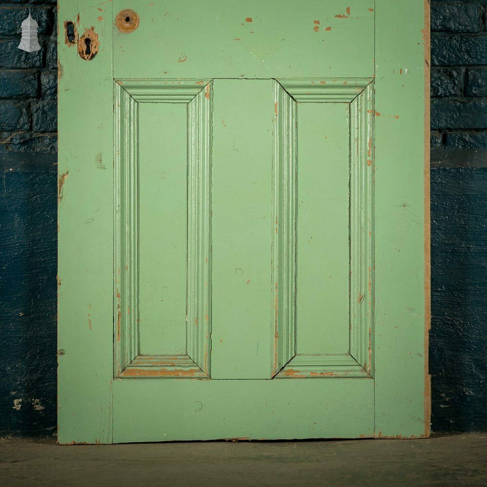 Pine Paneled Door, 4 Panel Green Painted photo vinterior