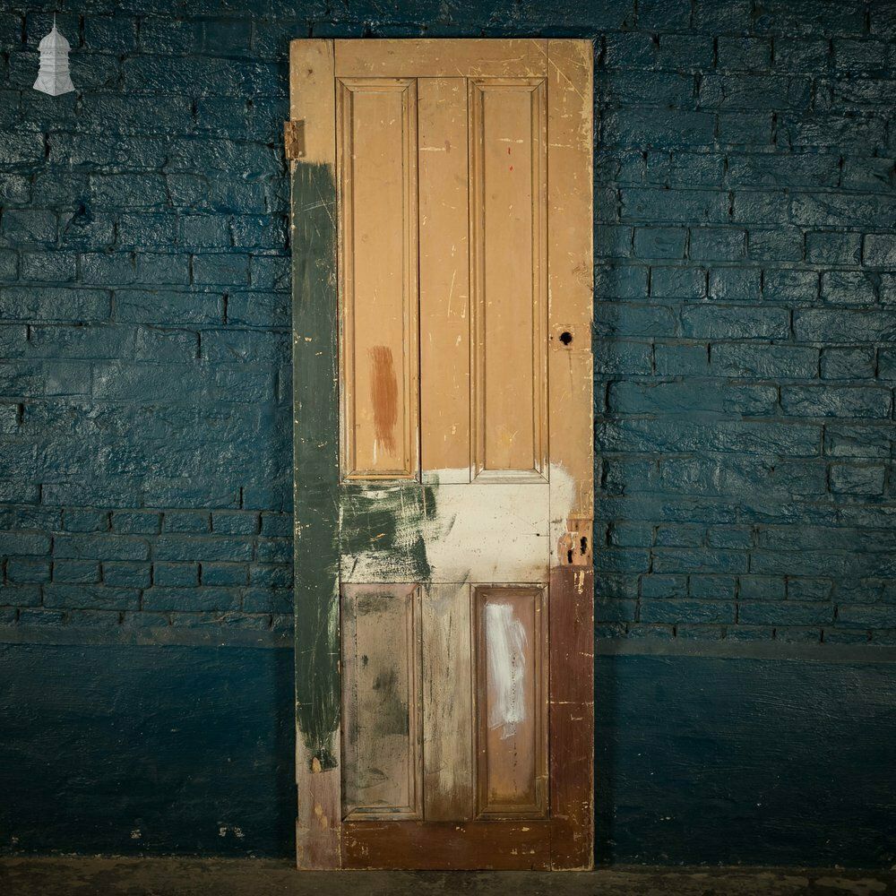150.0 Pine Paneled Door, 4 Panel Green Painted photo