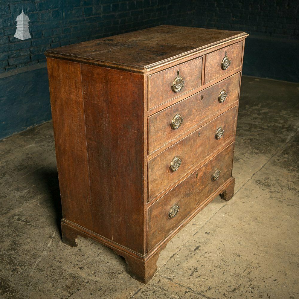 Chest Of Drawers, George III, Oak 2 Over 3 Drawer With Brass Sphinx Pull Handles photo furniture
