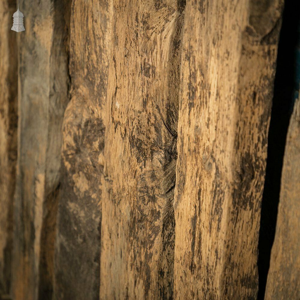 Distressed Oak Pilings, Weathered Natural Finish Batch Of 39 – 11 Square Metres photo vintage