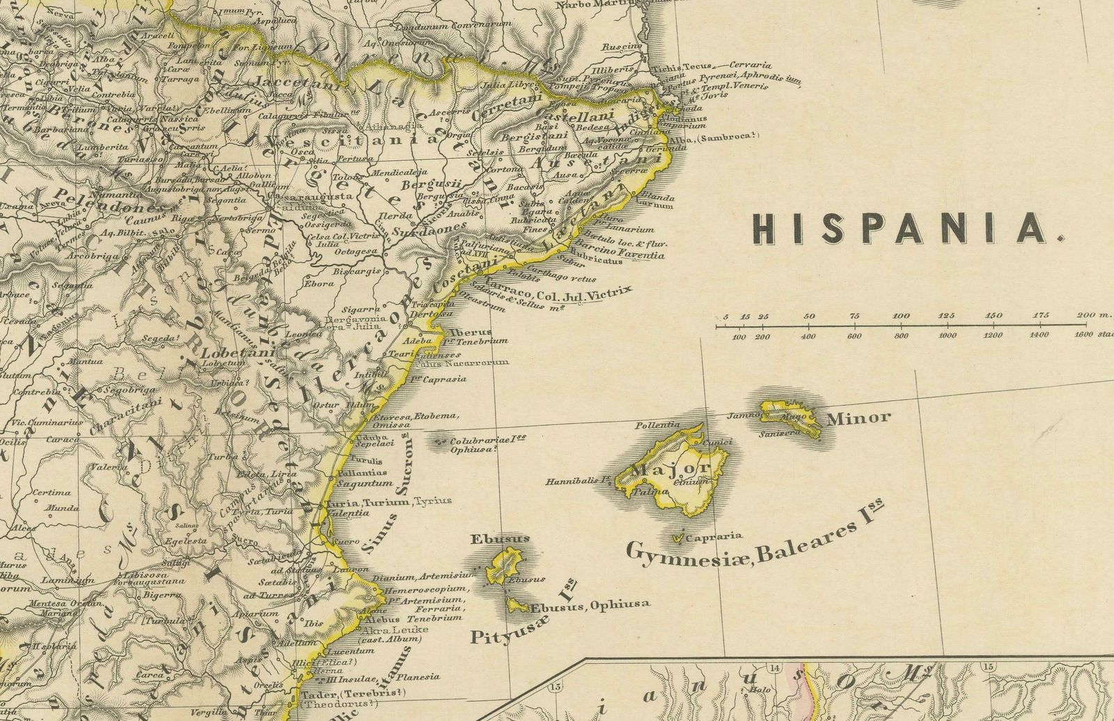 Ancient Iberia: Hispania Map From Spruner Menke Atlas Antiquus, 1880 photo Art