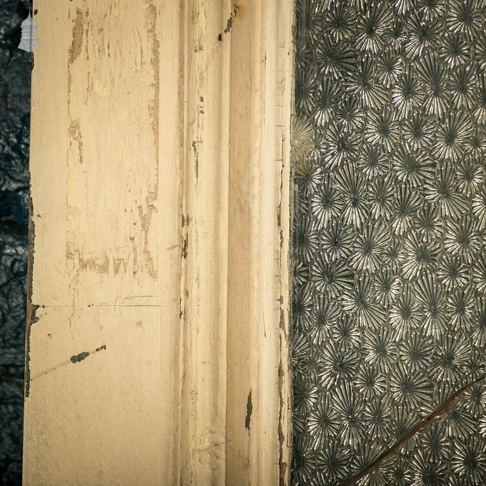 Half Glazed Door, Panelled Pine With ‘Muranese’ Style Textured Glass photo vinterior